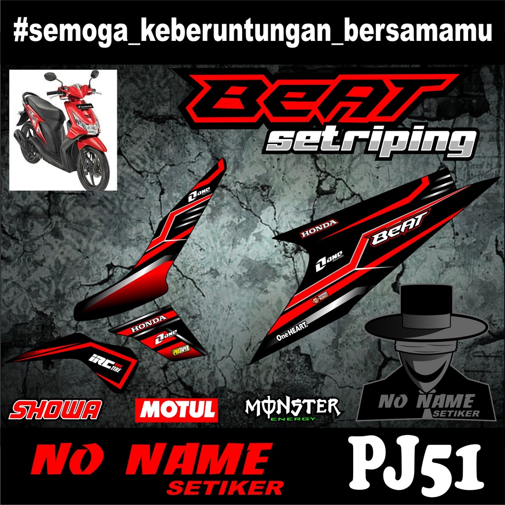 Striping Beat Karbu 2008 2009 2010 2011 2012 (pj51) Variasi Sticker Stiker Skotlet Motor Scotlite List