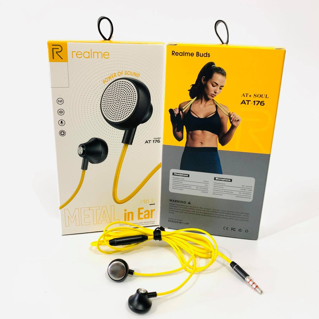 HEADSET HANDSFREE REALME AT-176 METAL IN-EAR STEREO EARPHONE AT176