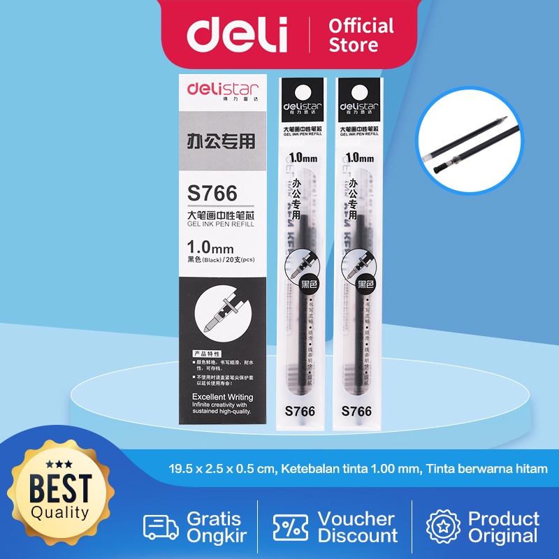 

Deli Gel Pen Refill Black / Tinta Pulpen Gel Hitam 1.0mm Kualitas Tinggi S766