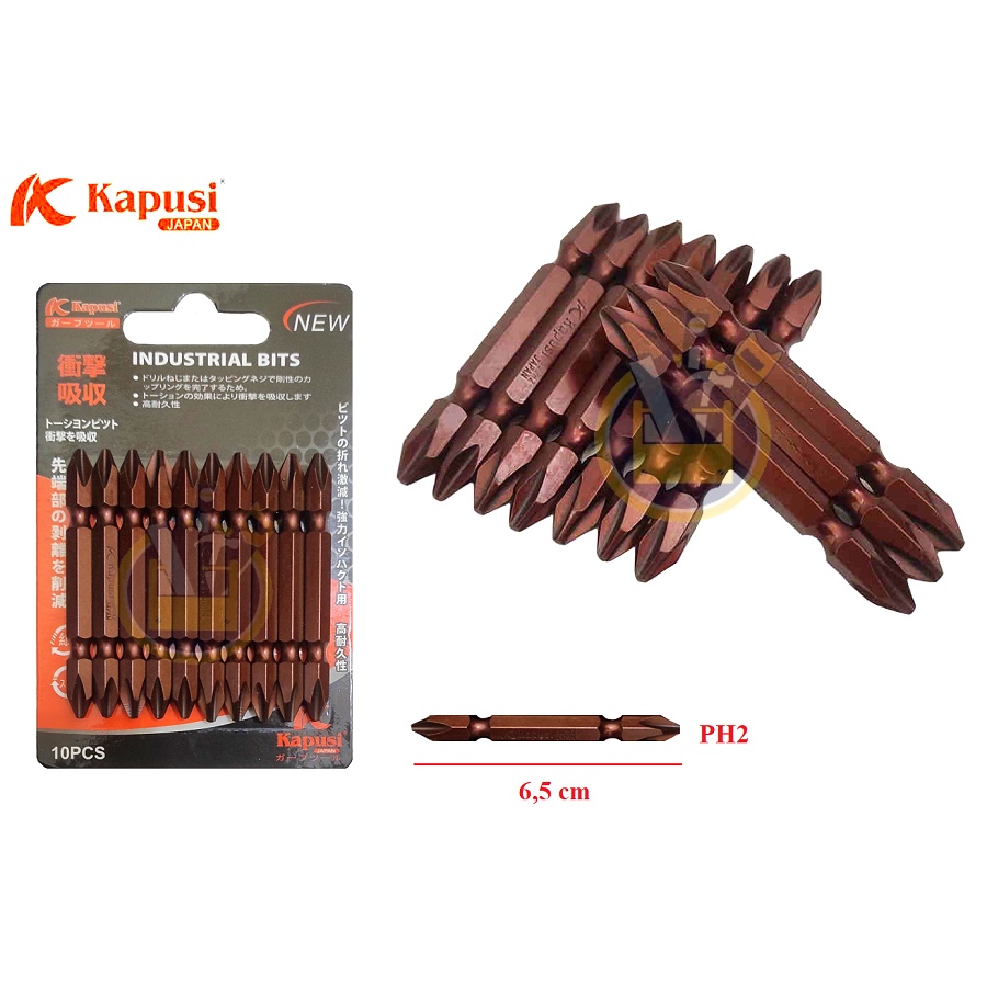 BLACKFOOT Mata Bor Obeng PH2 PH 2 Set 10 pcs / Mata Obeng Angin Magnet PH2 x 65 mm Set 10pcs Screwdriver Bits With Magnet