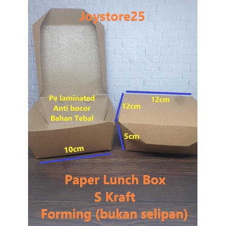 

Paper Lunch Box Kraft S Forming (bukan selipan) Kotak makan kertas