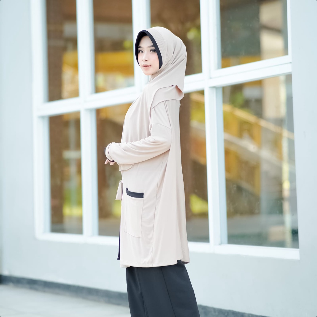 sansanhijab Hijab Syar’i Cleo Cardigan Ped – Cardigan Panjang dengan Desain Dinamis dan Elegan