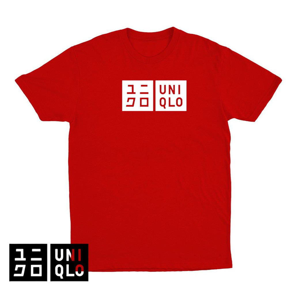 COD BAYAR DI TEMPAT KAOS BAJU UNIQLO LOGO KATUN KOMBED 30S PREMIUM DISTRO PRIA WANITA TSHIRT TEES-Merah