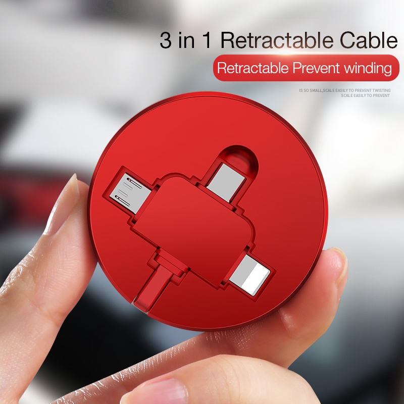 Cafele 3 In 1 Kabel Data / Charger Micro USB Tipe C Retractable Untuk Huawei / Xiaomi