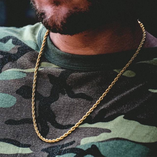 Kalung Titanium Tambang Gold Emas Silver Perak - Kalung Pria Wanita