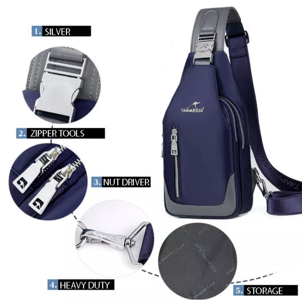 TANMESSO 5in1 BAYAR DITEMPAT- JAM LED,DOMPET   USBPORT&amp;HEADSET-TAS WATERPROOF  TAS SELEMPANG PRIA