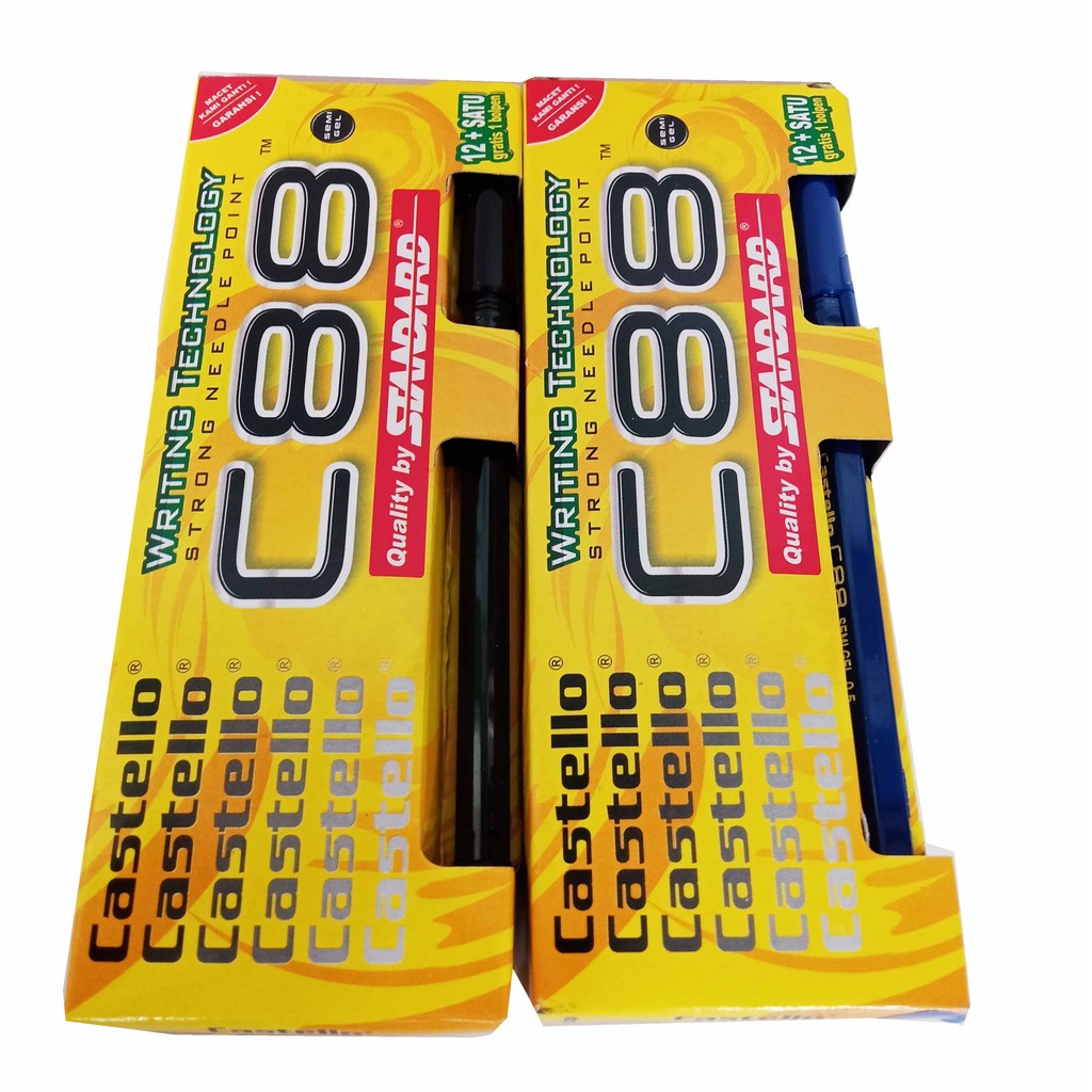 Isi 12 pcs Pulpen Bolpoin semi Gel Warna Hitam Biru Merah