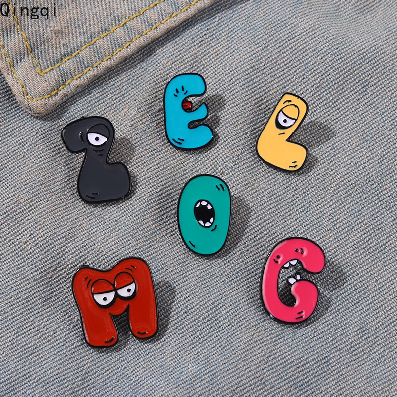 Bros Pin Enamel Desain Kartun 26 Huruf Alfabet A-Z Untuk Anak