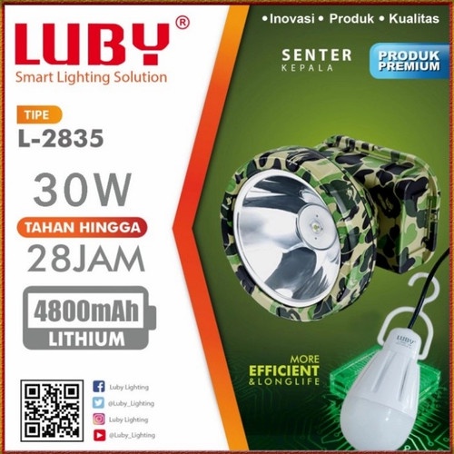 Senter Kepala LUBY 2835 / L2835 / L-2835  Motif Army 30 Watt