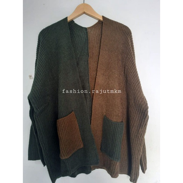 OVERSIZE LAVELLA RAJUT KARDIGAN RAJUT PREMIUM-Army ft bronze