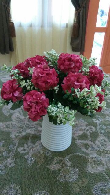 Krisan Bulat Bunga Artificial Rimbun Vas Ulir Pendek