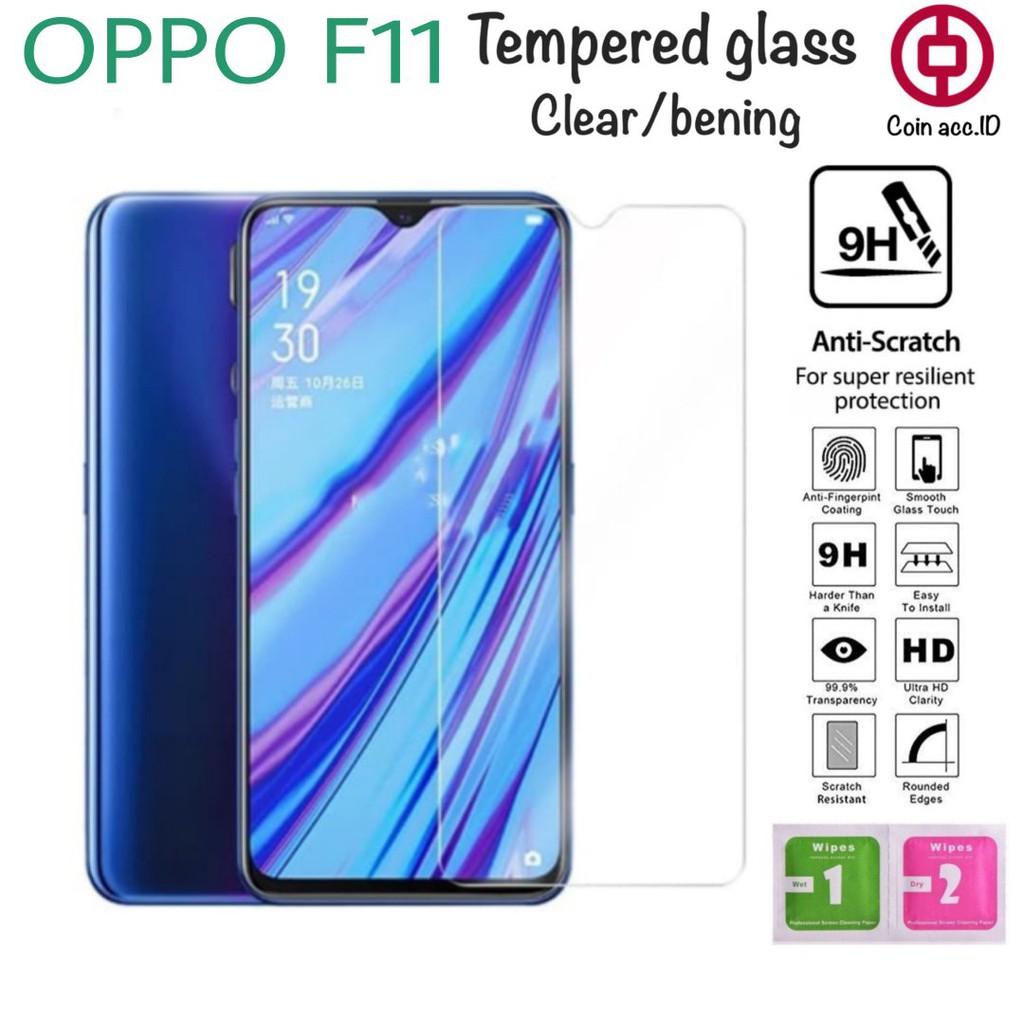 OPPO F11 Tempered glass/temper/tempred 9H - anti gores kaca oppo f11 bening