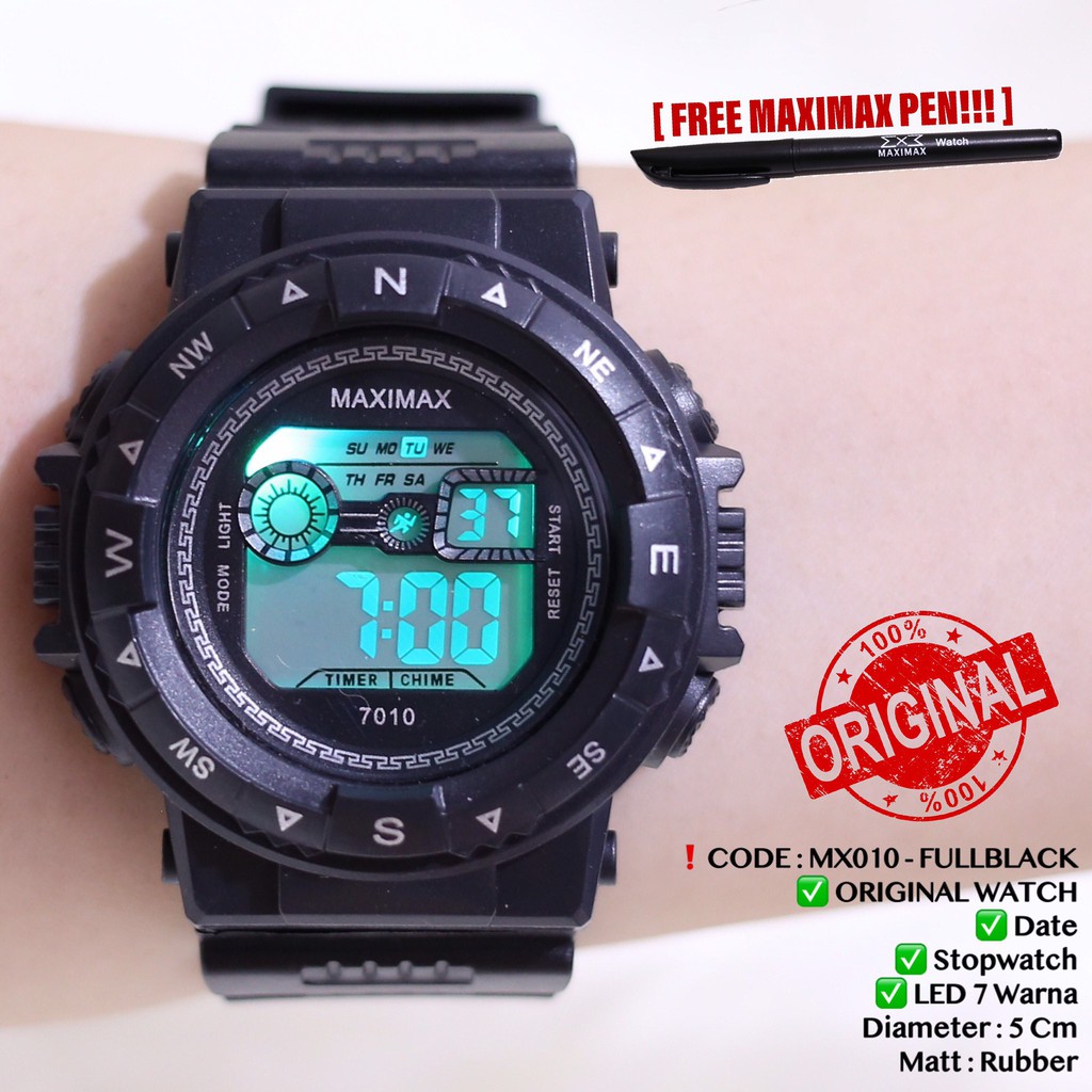 Jam tangan pria wanita MAXIMAX ORIGINAL WATCH Tahan air DIGITAL LED Sporty free pulpen MX010