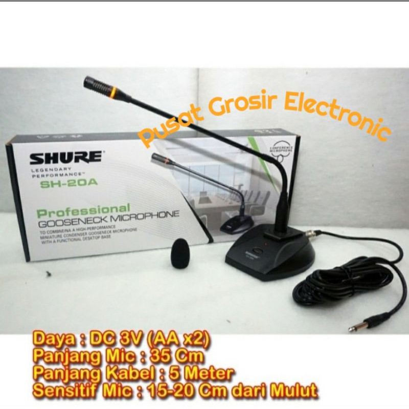 MIC MEJA MIC CONFERENCE PODIUM SHURE SH 20A