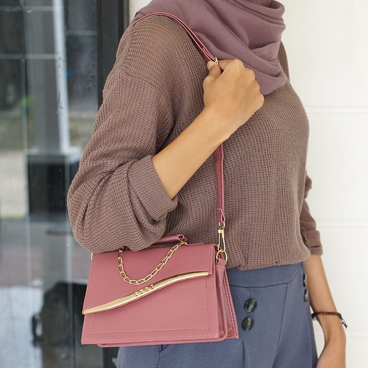 Luna Aura Tas Selempang Bahu Wanita Rantai Fashion Behel 2408 Tas ootd Tas Murah Slingbag wanita