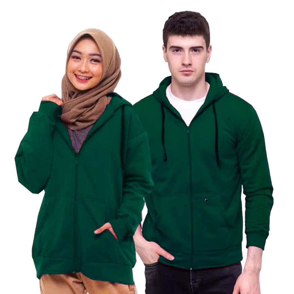 Jaket Couple Pria Wanita Polos Resleting Size L XL XXL - GMK