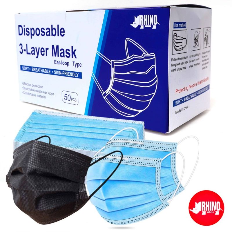 Masker Earloop 3 ply Biru Murah Disposable isi 50 Pcs