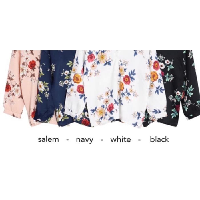 BARU Baju Atasan Wanita Blouse V-Neck Floral bahan Maxmara Premium