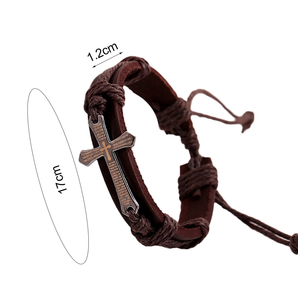 Hu Hu Hu Hu Hu Alat Bantu Pasang Kacamata♡ Gelang Tangan Kulit Imitasi Adjustable Aksen Salib Alloy Gaya Retro Punk Untuk Pria