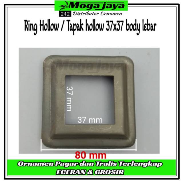 Ring hollow 37x37 mm body lebar tapak hollow minimalis aksesoris pintu pagar besi