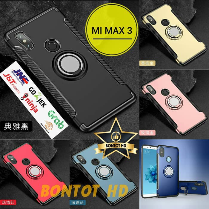 Xiaomi Mi Max 3 Max3 Casing Case Armor Ring Kickstand Hardcase Stand