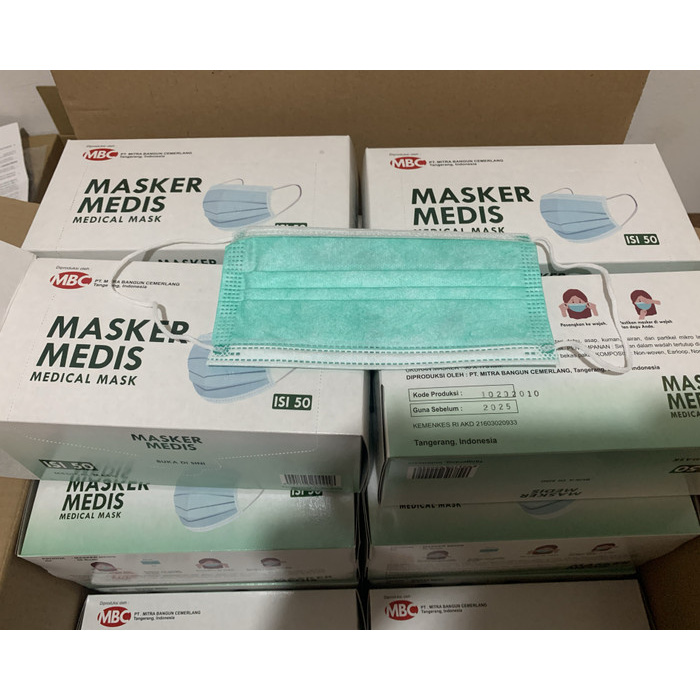 Masker Medis Surgical MBC 3 Ply 50 Pcs Murah Menkes