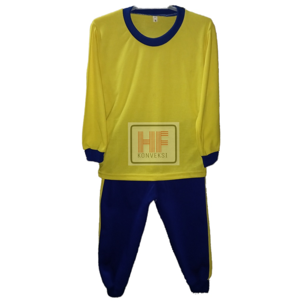 Seragam olahraga tk paud kuning kenari biru