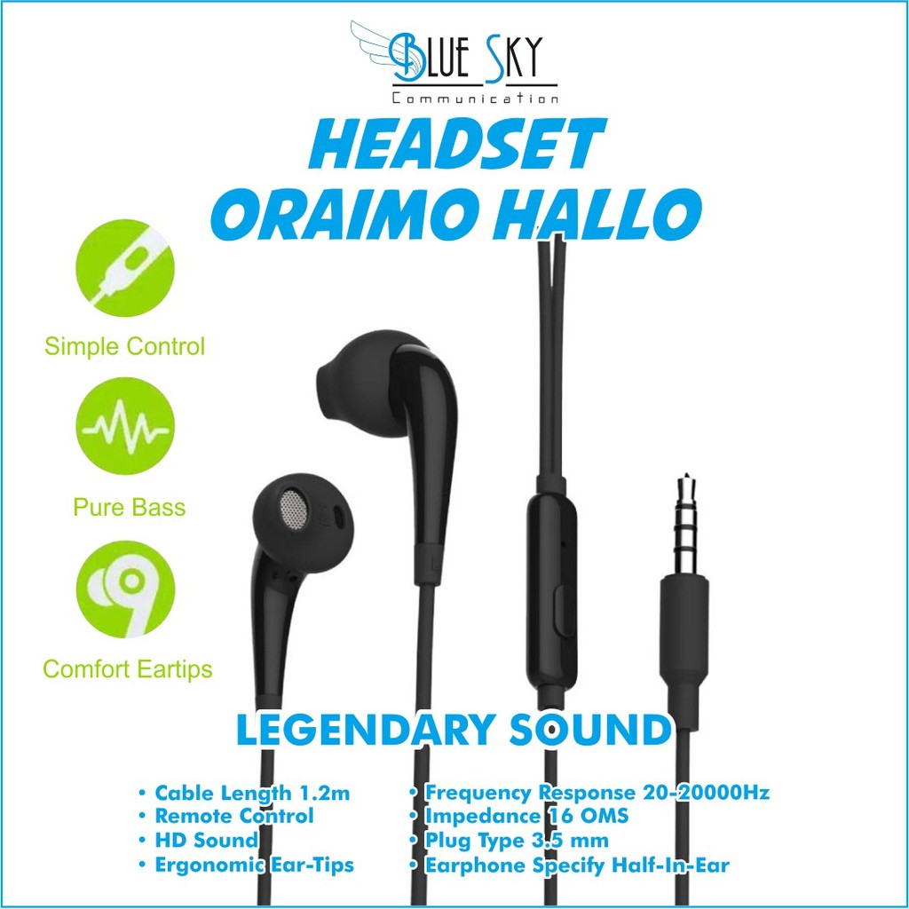 HANDSFREE HEADSET EARPHONE ORAIMO HALO OEP-E21 MIC