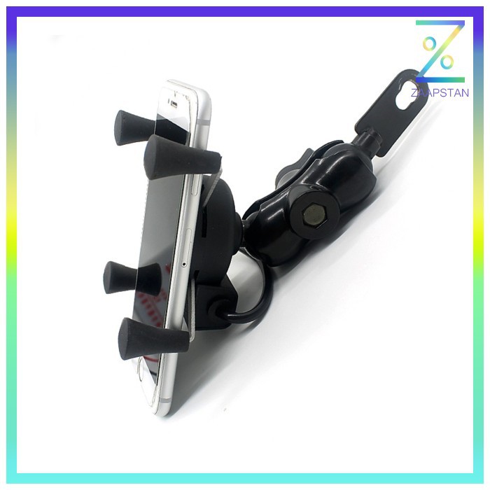 X-Grip Holder Motor Smartphone dengan USB 12V 2A - 006 - Black