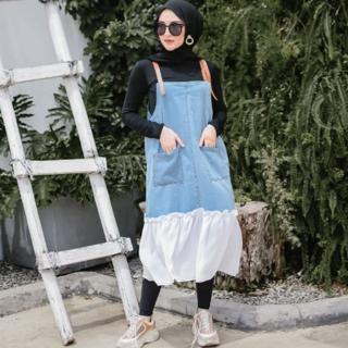 overall jeans hijab shopee