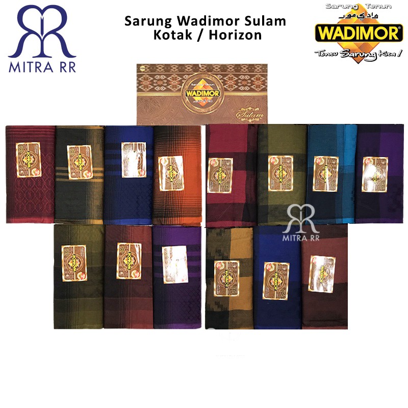 Sarung Wadimor Sulam Motif Kotak / Horizon Garis Sarung Tenun Dewasa Satuan Grosir