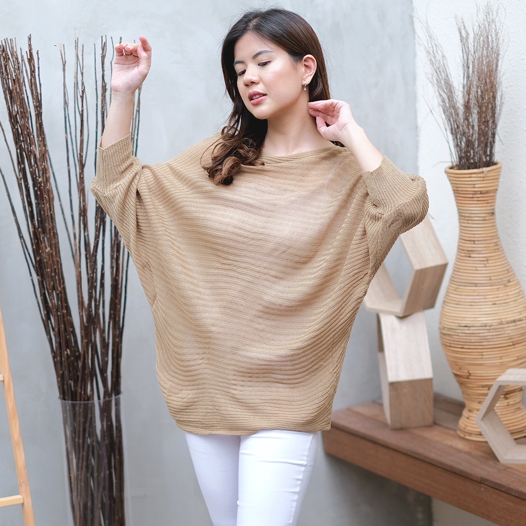 BEFAST - ZEC Sweater Wanita Rajut GEGE / Lesperal Batwing Rajut / Sweater Bahan Rajut / Sweater Polos / Sweater Rajut Keluaran Terbaru 2022 / Fashion Wanita Sweater Rajut / Sweater Remaja Kekinian