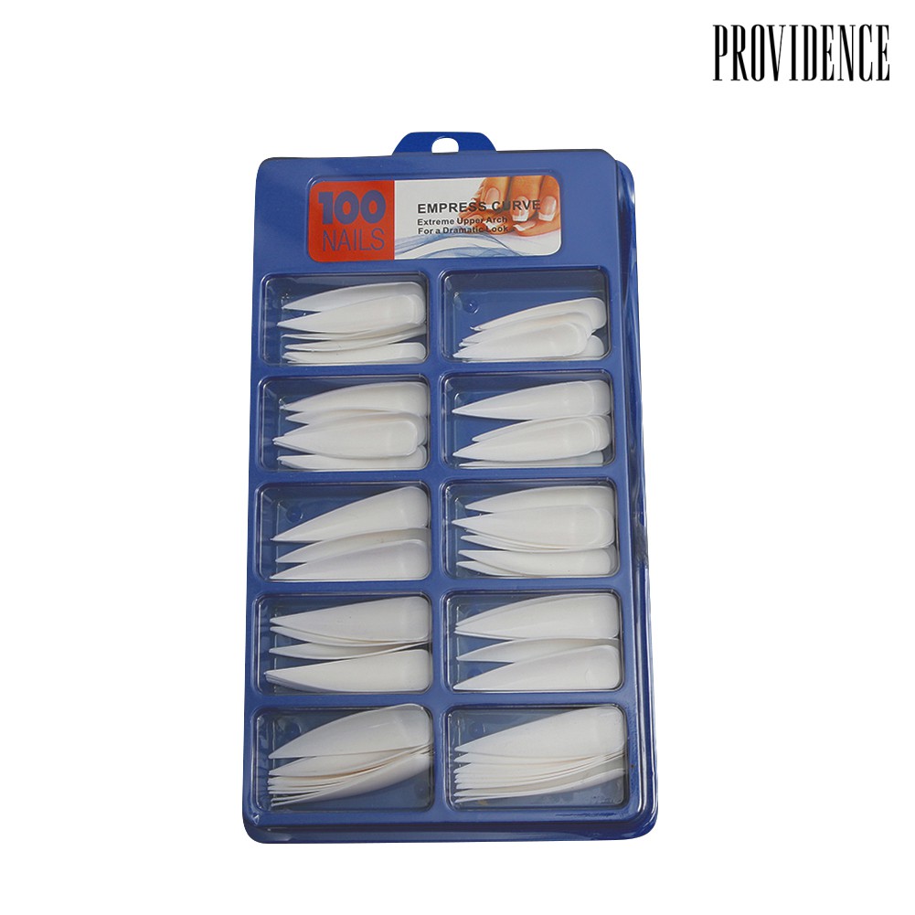 Providence 100Pcs Natural/White/Transparent Full Cover Pointed Oval False Nail Art Tips