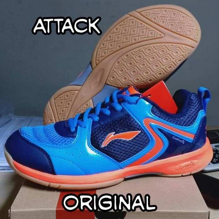 sepatu badminton lining attack biru original
