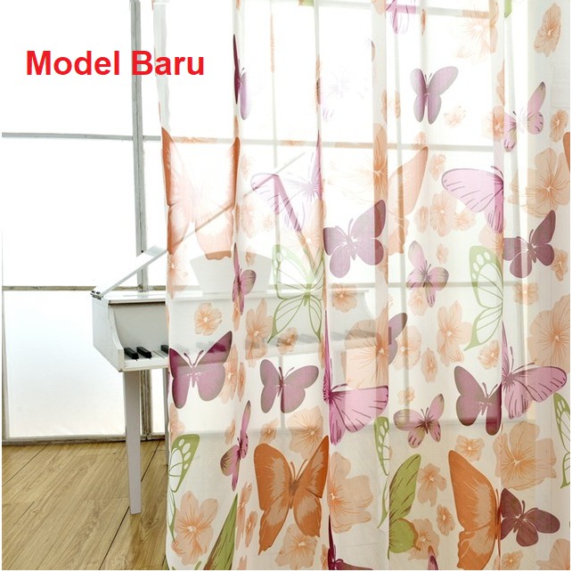 Tirai Motif Kupu Kupu Tirai Transparan Import Shopee   Tirai Motif Kupu Kupu Tirai Transparan Import Shopee