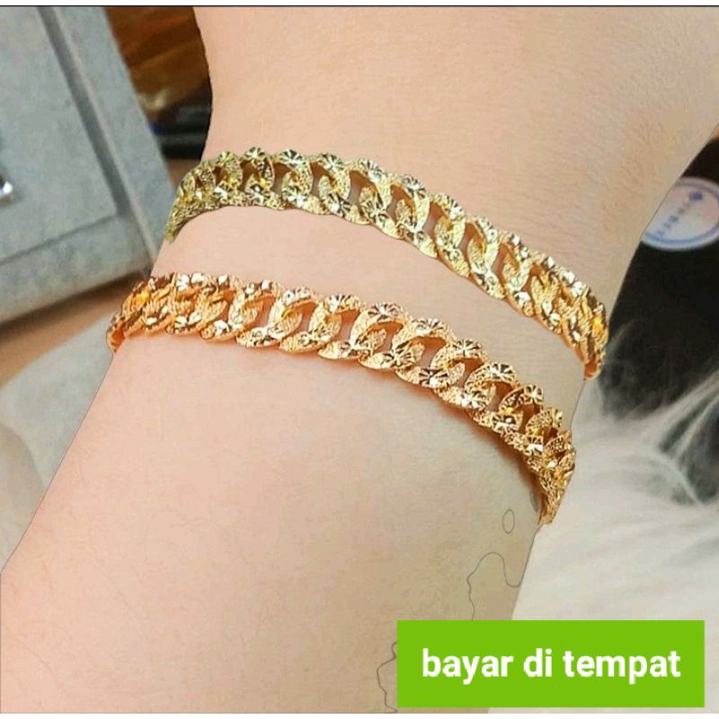 Gelang tangan wanita rantai motif titanium anti luntur