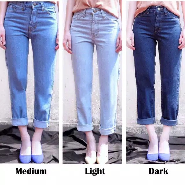 CELANA BOYFRIEND JEANS WANITA BF POLOS SNOW LIPAT PLAIN JEANS WANITA