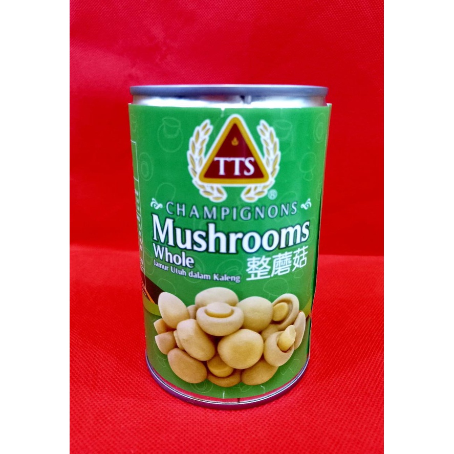 Champignons Mushroom Whole TTS Jamur Kancing 425g Tiongkok Jamur Dalam Kaleng Kemasan Baru