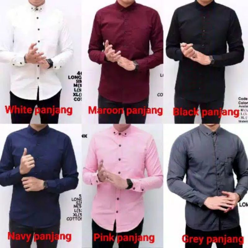 BISA COD) Kemeja Polos Katun Kerja Kantor Formal Lengan Panjang Pria / kemejapria