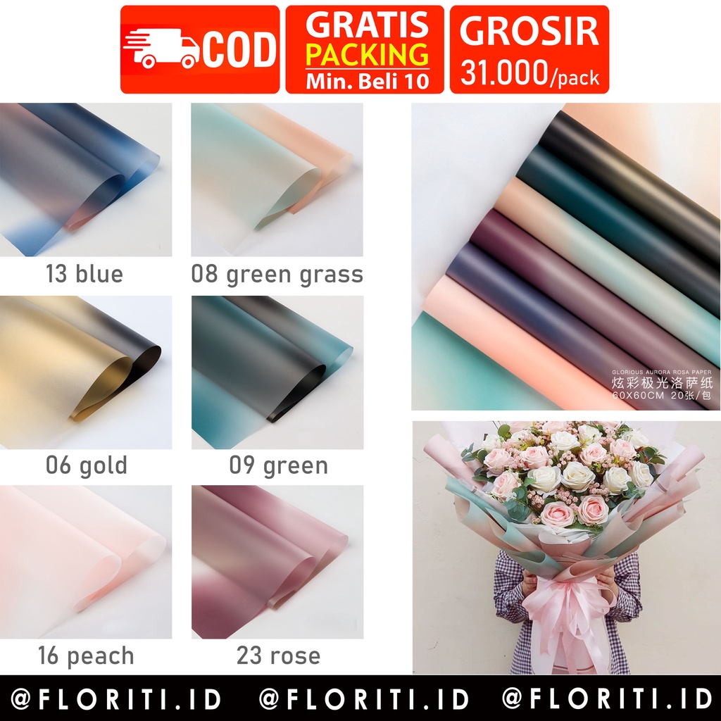 

(5 LEMBAR) Kertas Buket Cellophane Ombre Gradasi