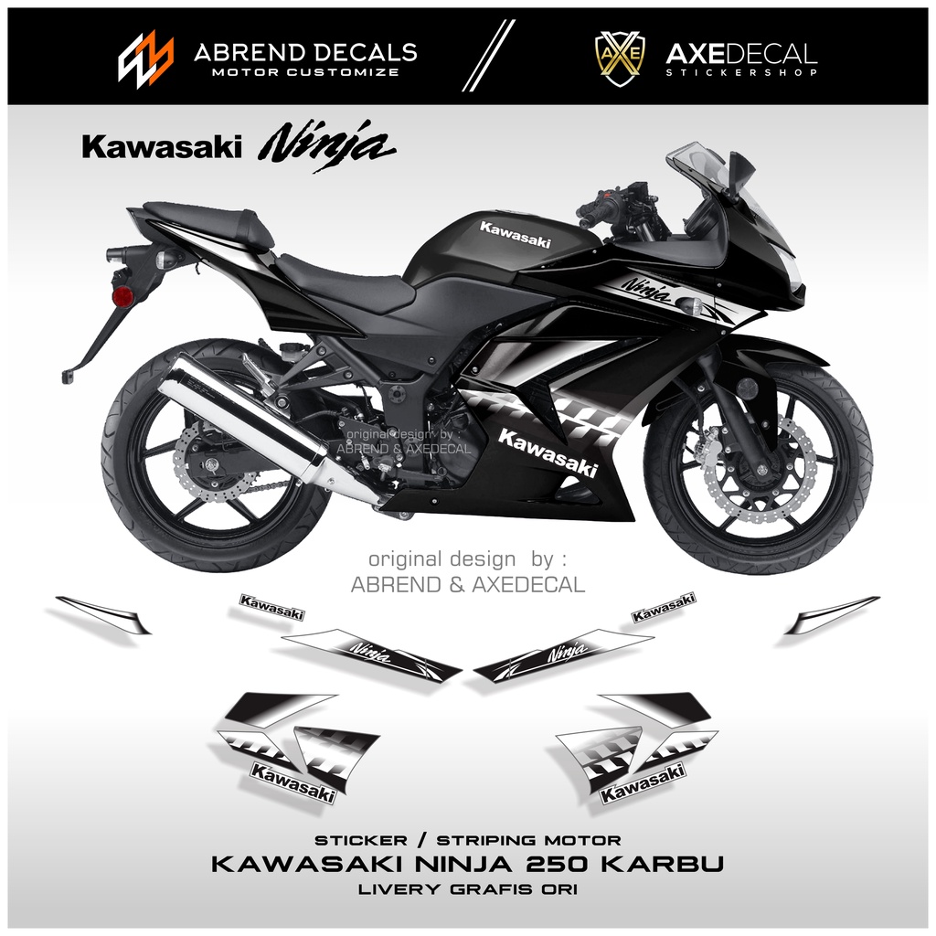 Jual DECAL STRIPING NINJA 250 KARBU GRAFIS ORI / STIKER MOTOR NINJA
