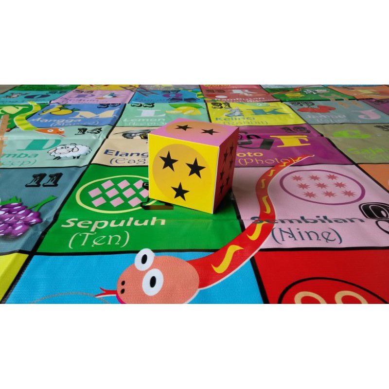 Ular Tangga Jumbo 1,5x1,5 M Angka dan Huruf Dua Bahasa