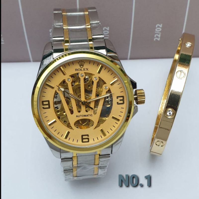 Jam Tangan Analog Pria Rolex RLXM723G Automatic Ultimate Premium Free 1 Gelang Titanium G