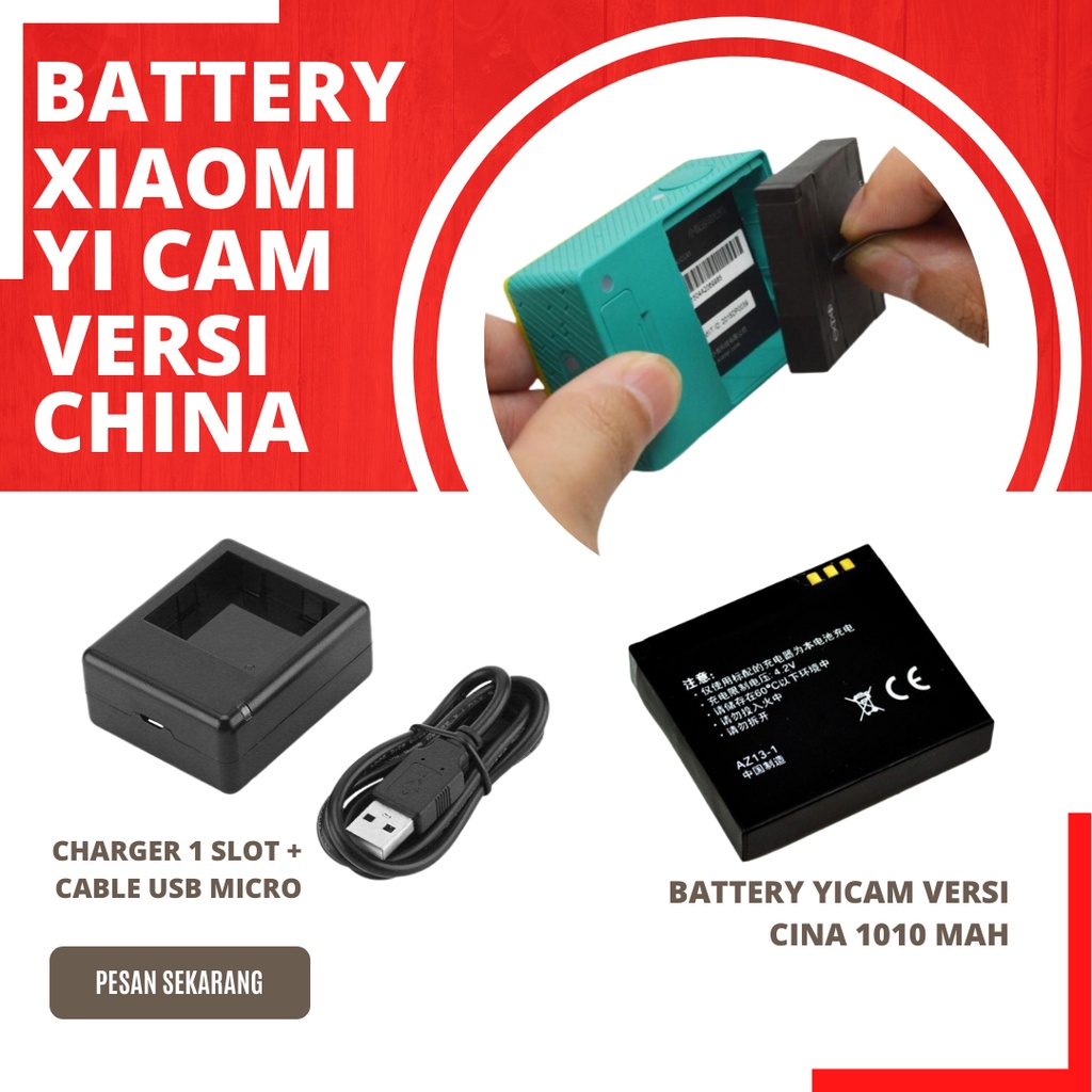 Battery Yi Cam Basic / Baterai Yicam / Batre Xiaomi Yi Action Camera Versi Inter atau Versi Inter
