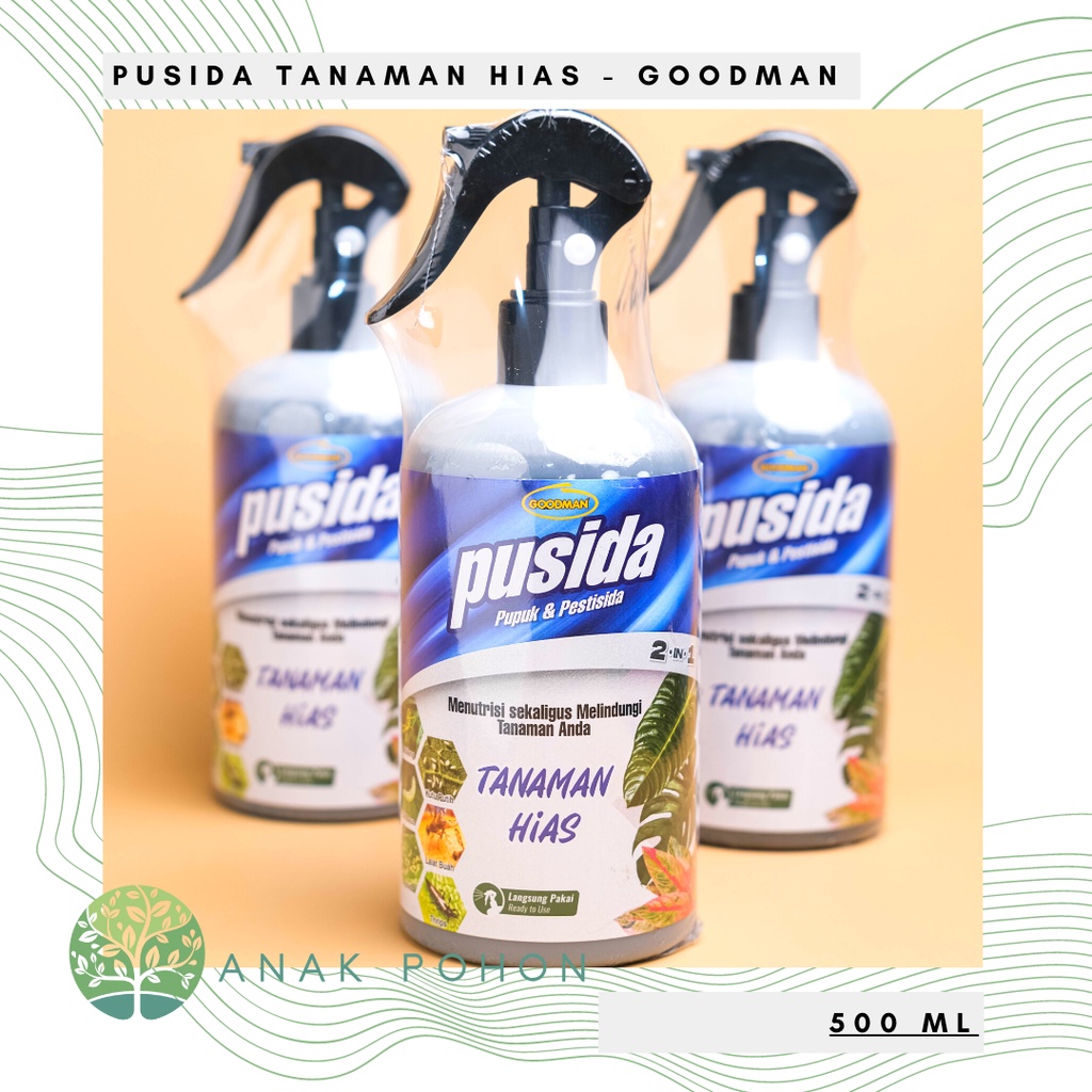 PUSIDA Pupuk &amp; Pestisida Langsung Pakai - Untuk TANAMAN HIAS - Goodman Green World - 500 ML