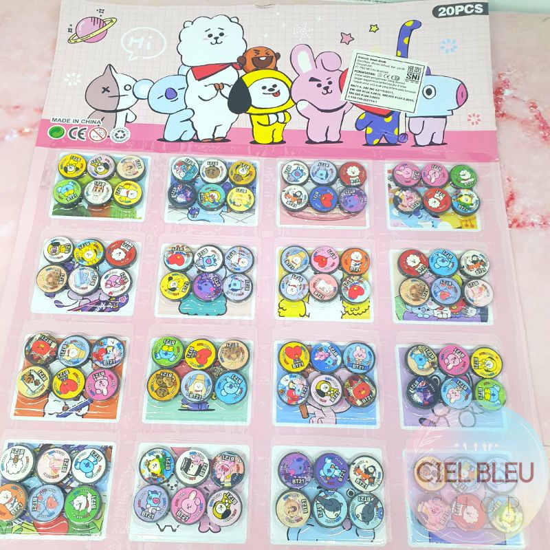 (6 pcs) Set Mainan Magnet KANCING Aneka Motif Karakter BONUS CARD / Tempelan Magnetik