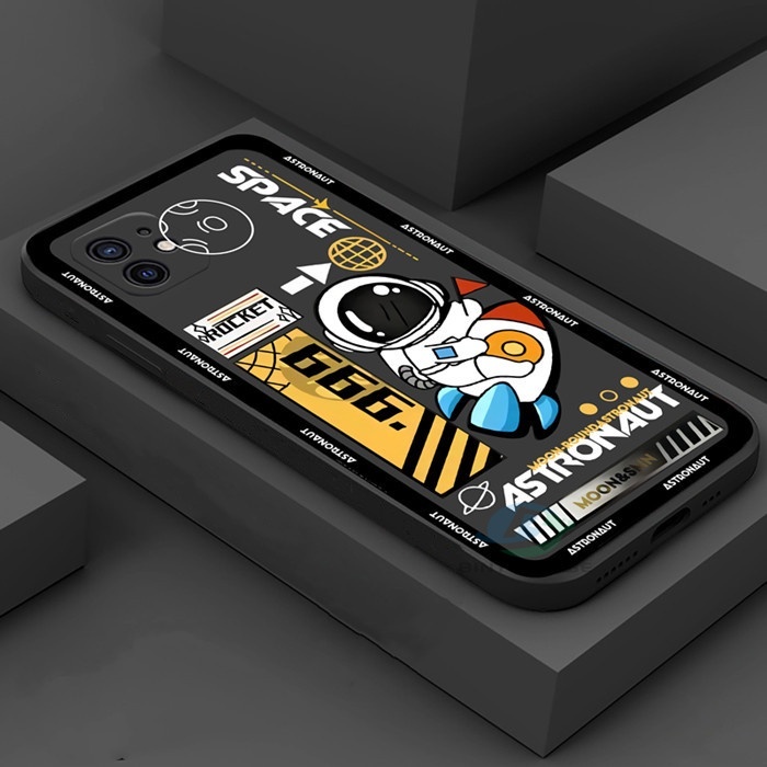 Case Bahan Silikon Motif Astronot Luar Angkasa Untuk IPhone 13 Pro Max 11 12 Xr XS 6 6S 7 8 Plus