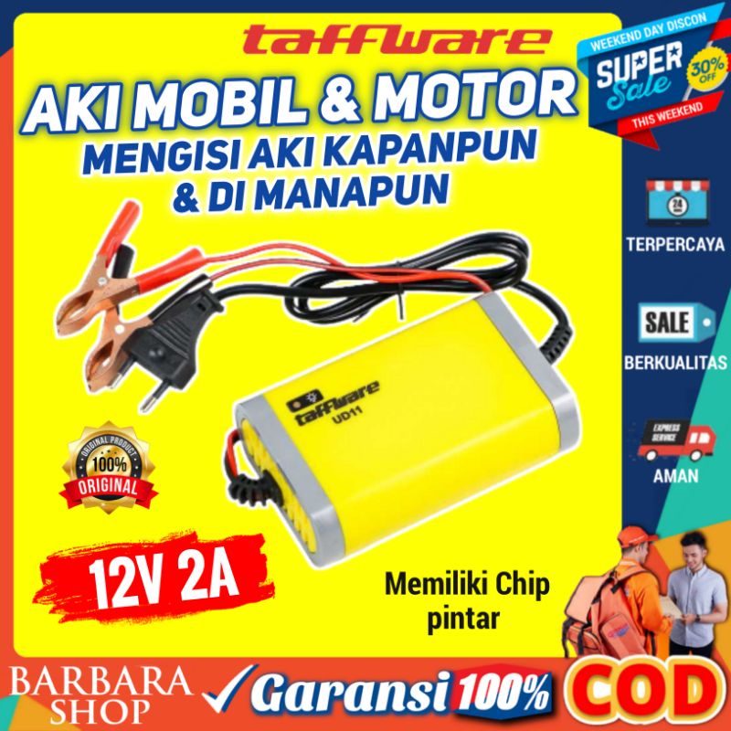 Charger Aki Motor dan Mobil 12V 2A Otomatis Carger Cesan Cas Aki Truk Portable Taffware