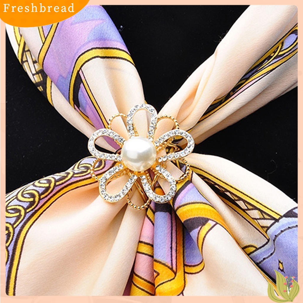 [ TERLARIS]Scarf Buckle Rhinestone Inlaid Fashion Accessories Alloy Faux Pearl Flower Scarf Buckle for Party