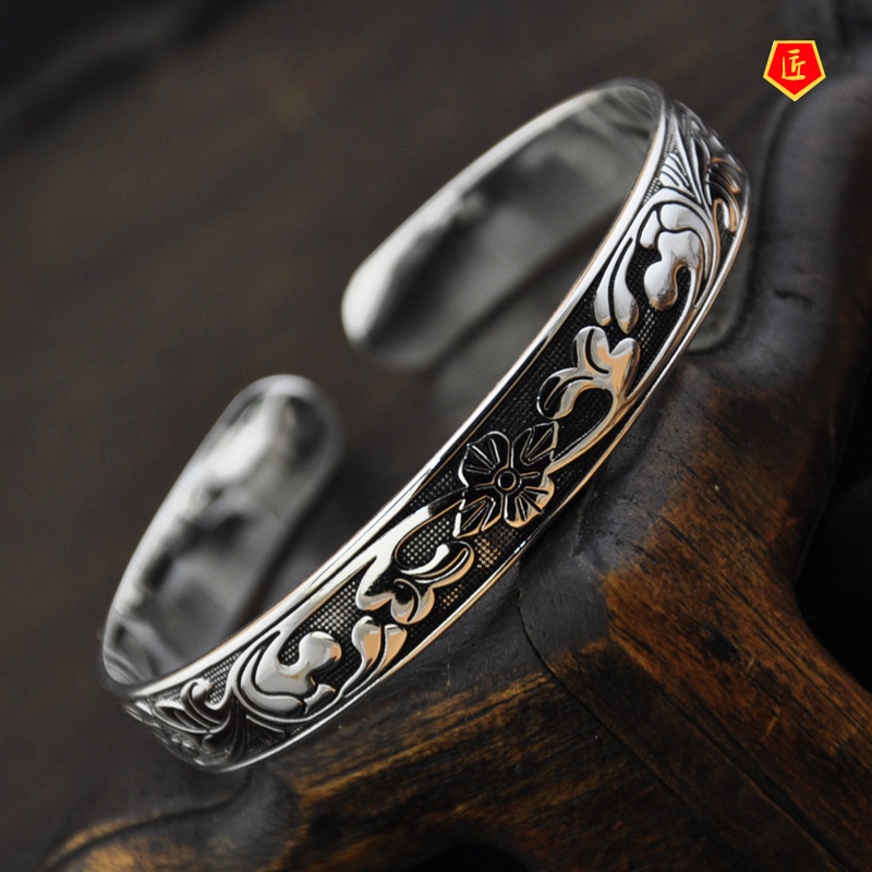 [Ready Stock]Classic Fashion Silver Lotus Leaf Pattern Bracelet for Women